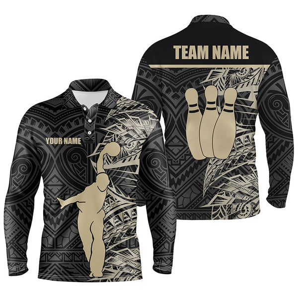 Maxcorners Golden Black Tribal Team Bowling Customized Name And Team Name 3D Shirt