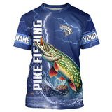 Maxcorners Northern Pike Fishing blue lightning jerseys custom performance Long Sleeve tournament fishing shirts MT2108