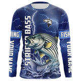 Maxcorners Striped Bass Fishing blue lightning jerseys custom performance Long Sleeve tournament fishing shirts MT2108