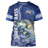 Maxcorners Striped Bass Fishing blue lightning jerseys custom performance Long Sleeve tournament fishing shirts MT2108
