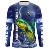 Maxcorners Mahi Mahi Fishing blue lightning jerseys custom performance Long Sleeve tournament fishing shirts MT2108
