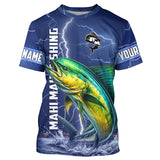 Maxcorners Mahi Mahi Fishing blue lightning jerseys custom performance Long Sleeve tournament fishing shirts MT2108