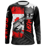 Maxcorners Canadian Flag Musky Fishing Custom long sleeve performance Fishing Shirt, Muskie fishing jerseys MT2108