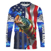 Maxcorners Bass Fishing American Flag patriotic UV protection Custom name long sleeves fishing shirt for men LM0501