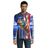 Maxcorners Bass Fishing American Flag patriotic UV protection Custom name long sleeves fishing shirt for men LM0501