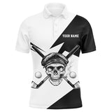 Maxcorners Black and White Skull golf clubs Men golf polo shirt custom Skull golf tops personalized golf gifts