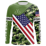 Maxcorners Green camo American flag Custom patriotic performance Fishing Shirts, tournament fishing jerseys MT2108