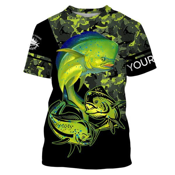 Maxcorners Customized Name Mahi Mahi (Dorado) Fishing Black Green Camo