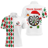 Maxcorners Darts Poloshirts Custom Red, White, Green Argyle Pattern Christmas