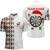 Maxcorners Darts Poloshirts Custom Red, White, Green Argyle Pattern Christmas