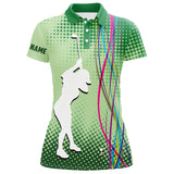 Maxcorners Green Pattern Women Golf Polo Shirts Custom Sport Ladies Golf Tops