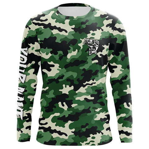 Maxcorners Green camouflage Bass fishing Custom bass fishing Shirts jerseys - personalized camo fishing apparel  LM2408