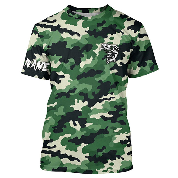 Maxcorners Green camouflage Bass fishing Custom bass fishing Shirts jerseys - personalized camo fishing apparel MT2108