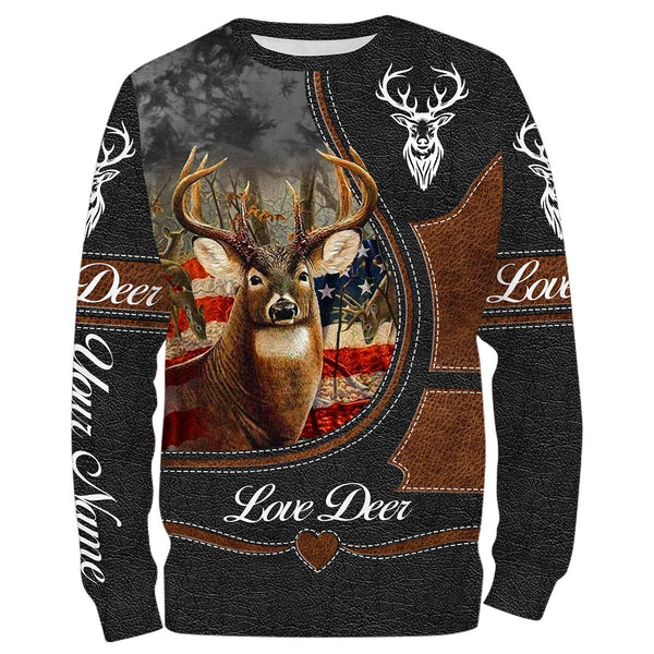 Maxcorners Custom Name Love Deer Hunter 3D All Over Printed Clothes