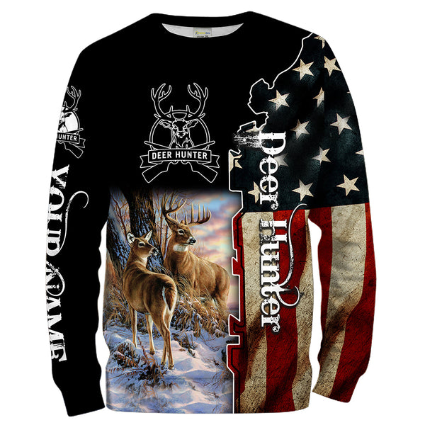 Maxcorners Custom Name Deer hunter American Shirt 3D All Over Printed Clothes