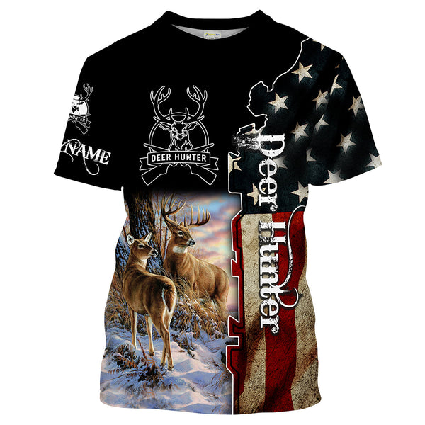 Maxcorners Custom Name Deer hunter American Shirt 3D All Over Printed Clothes