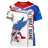 Maxcorners Angry Musky American flag patriotic fishing Custom name and boat name tournament fishing shirts LM2408