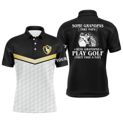 Maxcorner Customized Name Black And White Golf 3D Polo Shirt