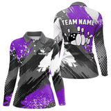 Maxcorners Purple Grunge pattern Bowling Team Shirt For Men Custom Bowling jersey Uniform Bowler OutfitsMT0306