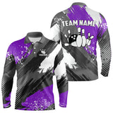 Maxcorners Purple Grunge pattern Bowling Team Shirt For Men Custom Bowling jersey Uniform Bowler OutfitsMT0306