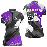 Maxcorners Purple Grunge pattern Bowling Team Shirt For Men Custom Bowling jersey Uniform Bowler OutfitsMT0306