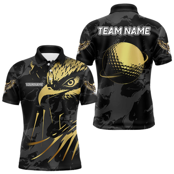 Maxxcorners Black and Gold Eagle golf polo shirts for men custom men's golf team shirts, personalized golf gifts MT0307