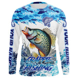 Maxcorners Crappie fishing Blue ocean camo Custom UV protection fishing long sleeve shirt, Crappie Fishing jersey MT2108