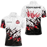 Maxcorners Black and White Camo Bowling Shirts For Men Custom Bowling Team League Jerseys | Red MT2808