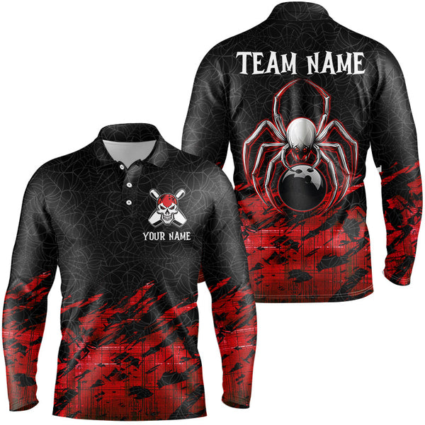 Maxcorners Red and Black Spider Custom Halloween Bowling Team Shirts, Bowling Gifts