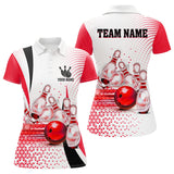 Maxcorners Men Bowling Polo Shirt Custom Bowling Ball Pins Bowling Team Shirts, Gifts For Bowlers For Tasha