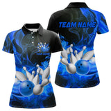 Maxcorners Black And Blue Flame Custom Bowling Shirts For Men, Flame Bowling League Shirts Outfits