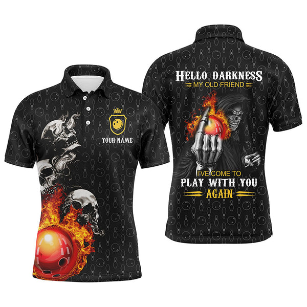 Maxcorners Black Bowling Skull Darkness Old Friend Come To Play With You Again Customized Name 3D Shirt