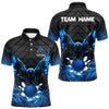 Maxcorners Mens bowling shirts Custom blue lightning thunder Eagle Bowling Team Jersey, gift for team Bowlers LM0706