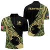Maxcorners Mens bowling polo, quarter zip shirts Custom green camo bowling team jerseys, gift for team Bowlers LM0706