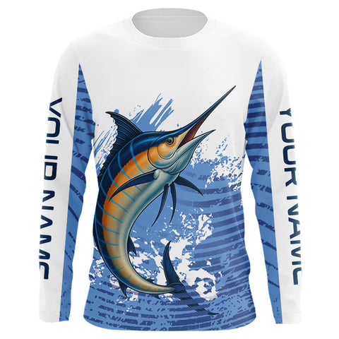 Maxcorners Blue Camo Marlin fishing shirts custom saltwater Marlin sun protection long sleeve fishing apparel  LM0607