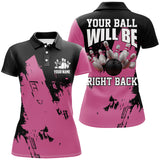 Maxcorners Personalized Black and Pink Bowling Team Shirts Your Ball Will Be Right Back Bowling Jerseys