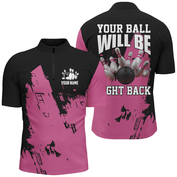 Maxcorners Personalized Black and Pink Bowling Team Shirts Your Ball Will Be Right Back Bowling Jerseys