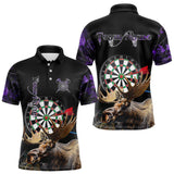 Maxcorners Personalized Black and Purple Camo Moose Darts Shirts For Men Custom Darts Team Jerseys MT0111