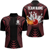 Maxcorners Personalized Black And Red Flame Bowling Polo Shirts Custom Bowling Team Jerseys
