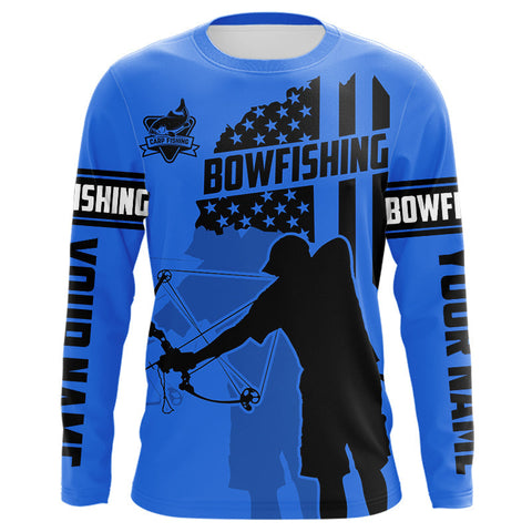Maxcorners Carp hunter bowfishing black and blue American flag Custom UV sun protection Long sleeve Fishing Shirt LM0409