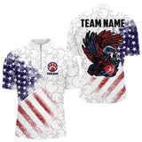 Maxcorners Retro American Flag white camo Eagle Bowling Shirt for Men Custom Patriotic Bowling Team Jersey