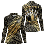 Maxcorners Yellow and Black tribal pattern Bowling and Beer shirts for men custom Team Bowling jerseys outfit MT2904