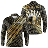 Maxcorners Yellow and Black tribal pattern Bowling and Beer shirts for men custom Team Bowling jerseys outfit MT2904