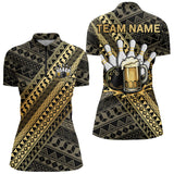 Maxcorners Yellow and Black tribal pattern Bowling and Beer shirts for men custom Team Bowling jerseys outfit MT2904