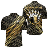 Maxcorners Yellow and Black tribal pattern Bowling and Beer shirts for men custom Team Bowling jerseys outfit MT2904