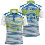 Maxcorners Mens disc golf polo shirt custom blue camo Alien disc golf basket, personalized disc golf gift MT0510