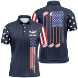 Maxcorner Customized Name American Flag Golf 3D Polo Shirt