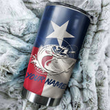 Maxcorners Texas Bass fishing Skull Flag Stainless Steel Fishing Tumbler Customize Name