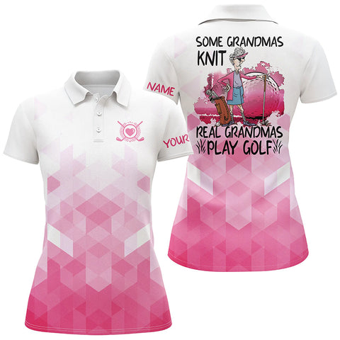 Maxcorners Funny Womens Golf Polo Shirt Custom Name Some Grandmas Knit Real Grandmas Play Golf