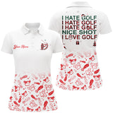 Maxcorners Funny Women golf polo shirt I hate golf nice shot I love golf custom name Christmas pattern golf shirt